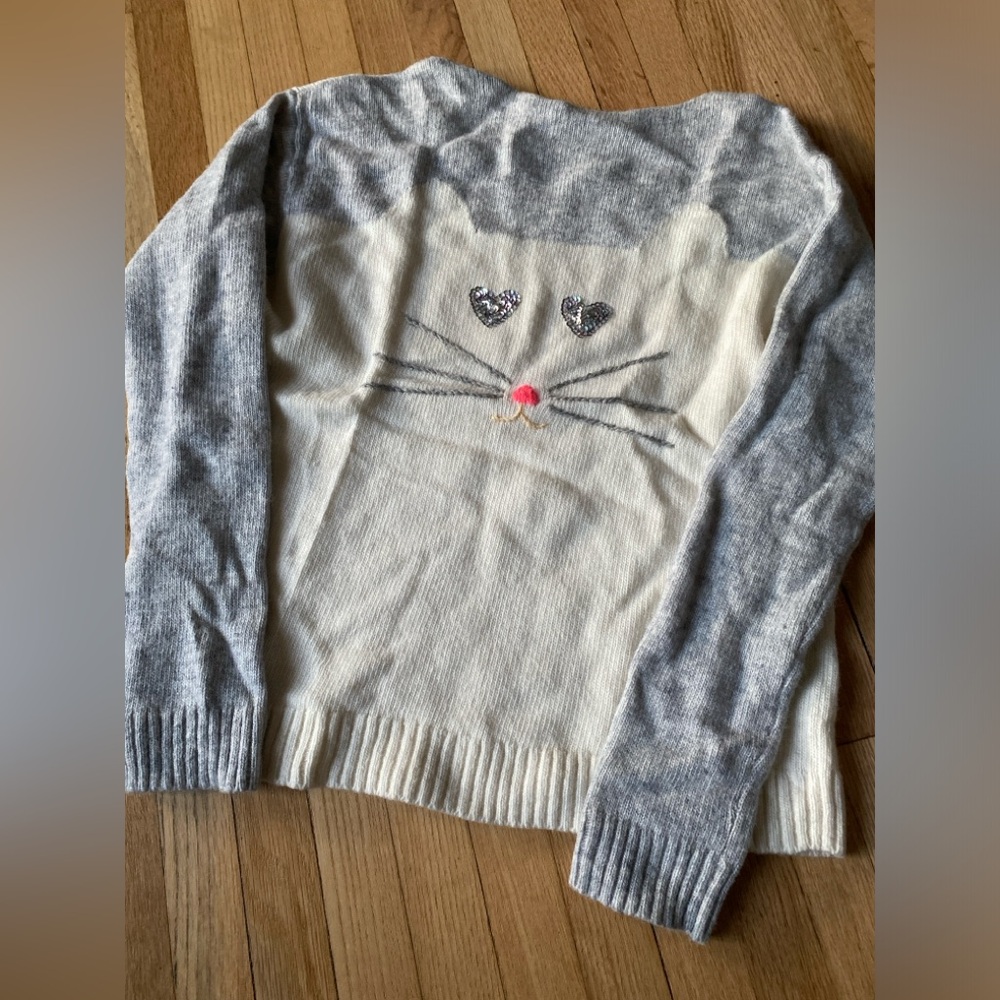 J crew crewcuts Cat embroidered wool blend sequin sweater size 10 Girls